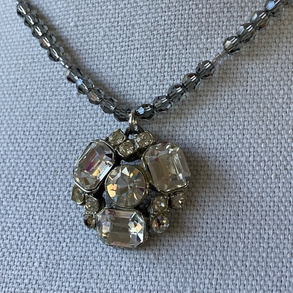 New Swarovski Crystal Necklace with Vintage Repurposed Pin as Pendant - Picture 4 of 4